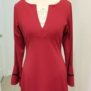 Dress/blue red/short/bell sleeve New M